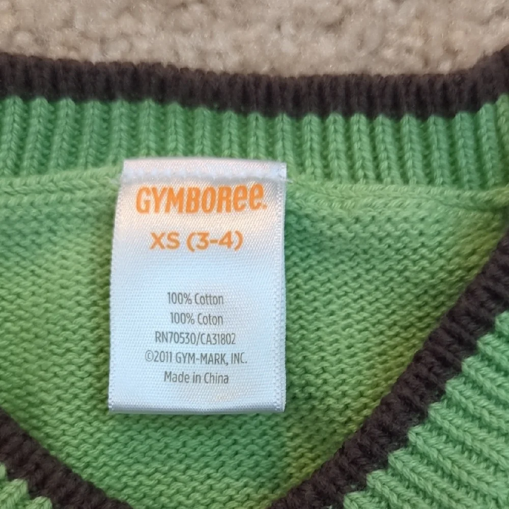 Gymboree Boy's V-Neck Green and Brown Argyle Sweater Vest
